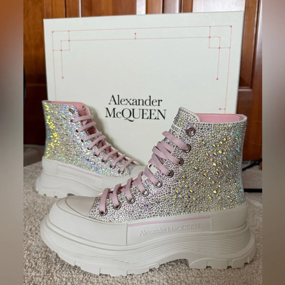 Alexander McQUEEN Tread Slick Crystal Embellished High Top Sneaker